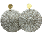 Artisan Handwoven Iraca Palm Handwoven Statement Round Donita Earrings Ethically and Sustainably Sourced Vegan Iraca Palm Earrings