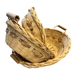 Artisan Handwoven Bamboo Serving and Hamper Baskets with Handles Set x 3