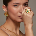 Colombian Raw Emerald Sculptural Ring | 24k Gold-Plated — Casa Bonita