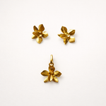 Colombian Orchid Stud Earrings & Pendant Set | 24k Gold-Plated Bronze Artisan Jewellery — Casa Bonita