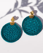 Iraca Palm Handwoven 'Luxe' Statement Round Earrings Ethically and Sustainably Sourced