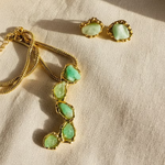 Raw Colombian Emerald Jewellery Set – Stud Earrings & Pendant | 24k Gold-Plated Artisan Jewellery — Casa Bonita