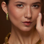 Colombian Raw Emerald Hoop Earrings | 24k Gold-Plated — Casa Bonita