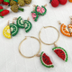 Strawberry whole / Earring Hoops 4cm diam - stainless steel gold