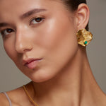 Colombian Raw Emerald Sculptural Earrings | 24k Gold-Plated — Casa Bonita