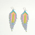 Artisan Hand Thread Beaded Diamond Shaped Earrings Ethically and Sustainably Sourced Vegan Earrings