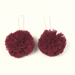 Artisan Handcrafted Up-Cycled Fabric Pom-Pom Drop Earrings Ethical and Sustainably Sourced Vegan Earrings