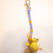 chicken key ring with blue and yellow beads